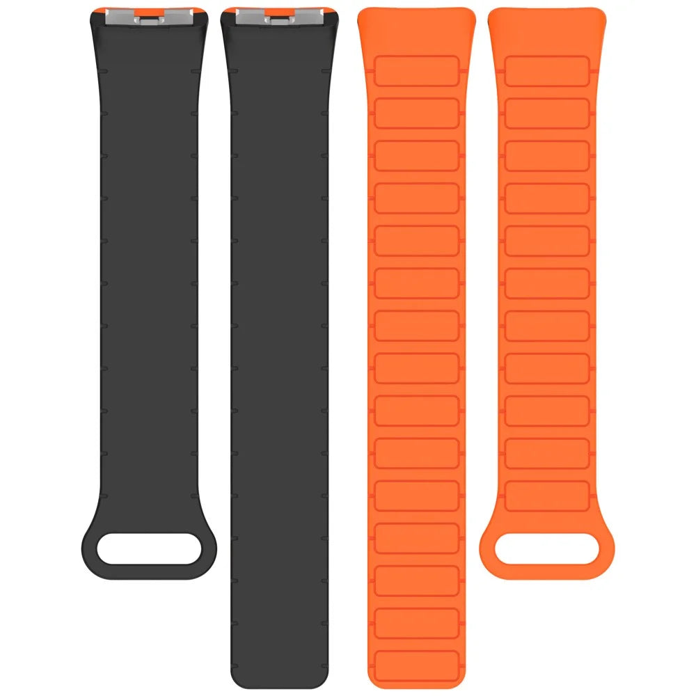 Watch Band For Huawei Band 10  /  9  /  8 Magnetic Dual-Color Silicone Strap - Orange  /  Black - 5