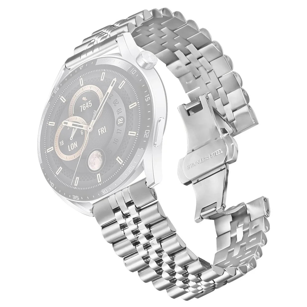 For Huawei Watch GT 2e Wrist Band 5-Bead Stainless Steel Butterfly Clasp Watch Strap - Silver - 1