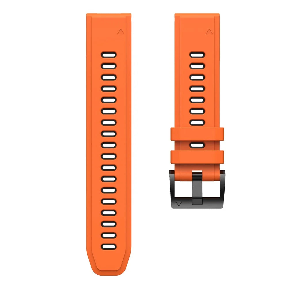Bi-color Adjustable Quick Release Silicone Smart Watch Band Wrist Strap for Garmin Fenix 7X/6X Sapphire GPS/6X Pro/6X GPS/5X GPS/5X Plus - Orange / Black - 4