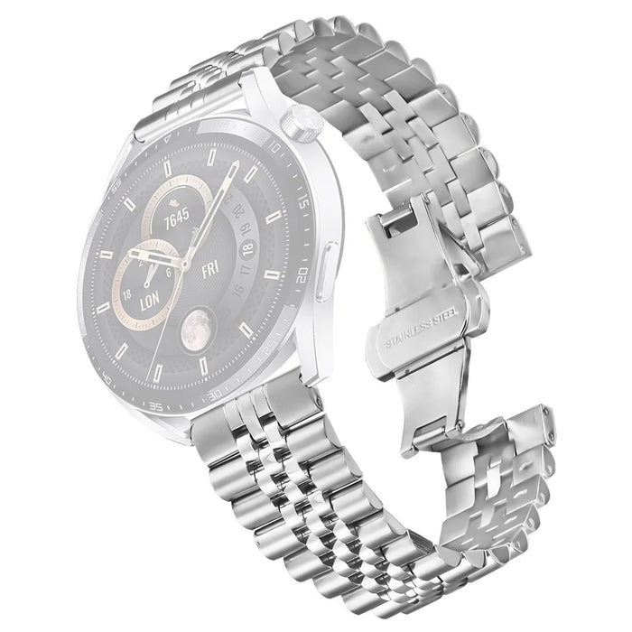 For Honor MagicWatch 2 46mm Wrist Band 5-Bead Stainless Steel Butterfly Clasp Watch Strap - Silver - 1