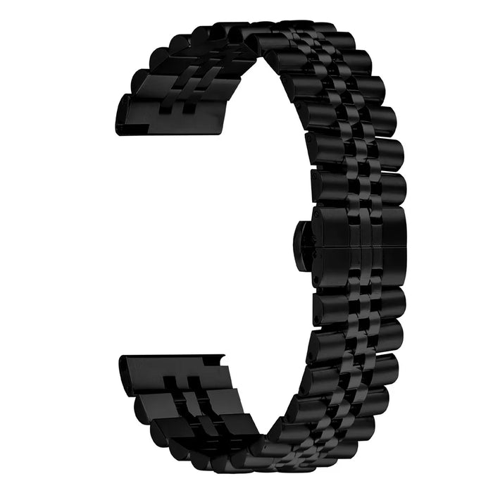 For Honor MagicWatch Wrist Band 5-Bead Stainless Steel Butterfly Clasp Watch Strap - Black - 2