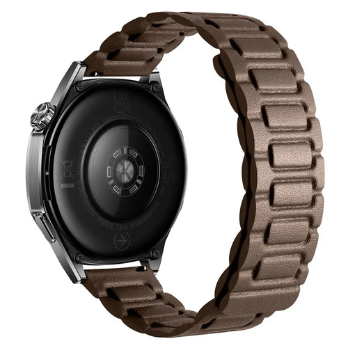 18mm Watch Band For Huawei Watch GT 5 41mm  /  GT 4 41mm  /  Garmin Venu 3S  /  2S  /  Forerunner 265S  /  255S 3-Bead Magnetic Leather Strap - Dark Brown - 1
