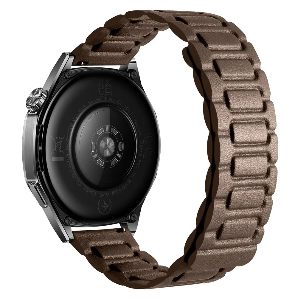 Replacement Watch Band 20mm Universal 3-Bead Magnetic Leather Strap - Tan - 1