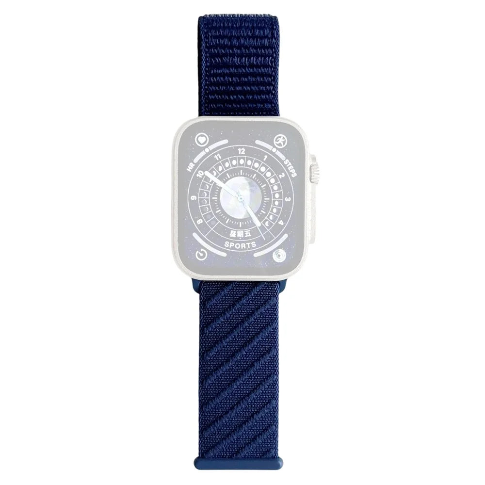 Watch Band for Apple Watch Ultra 3 2 1 49mm / Series 11 10 46mm / 9 8 7 45mm / SE3 SE2 SE 6 5 4 44mm / 3 2 1 42mm Diagonal Stripes Adjustable Nylon Strap - Blue - 1