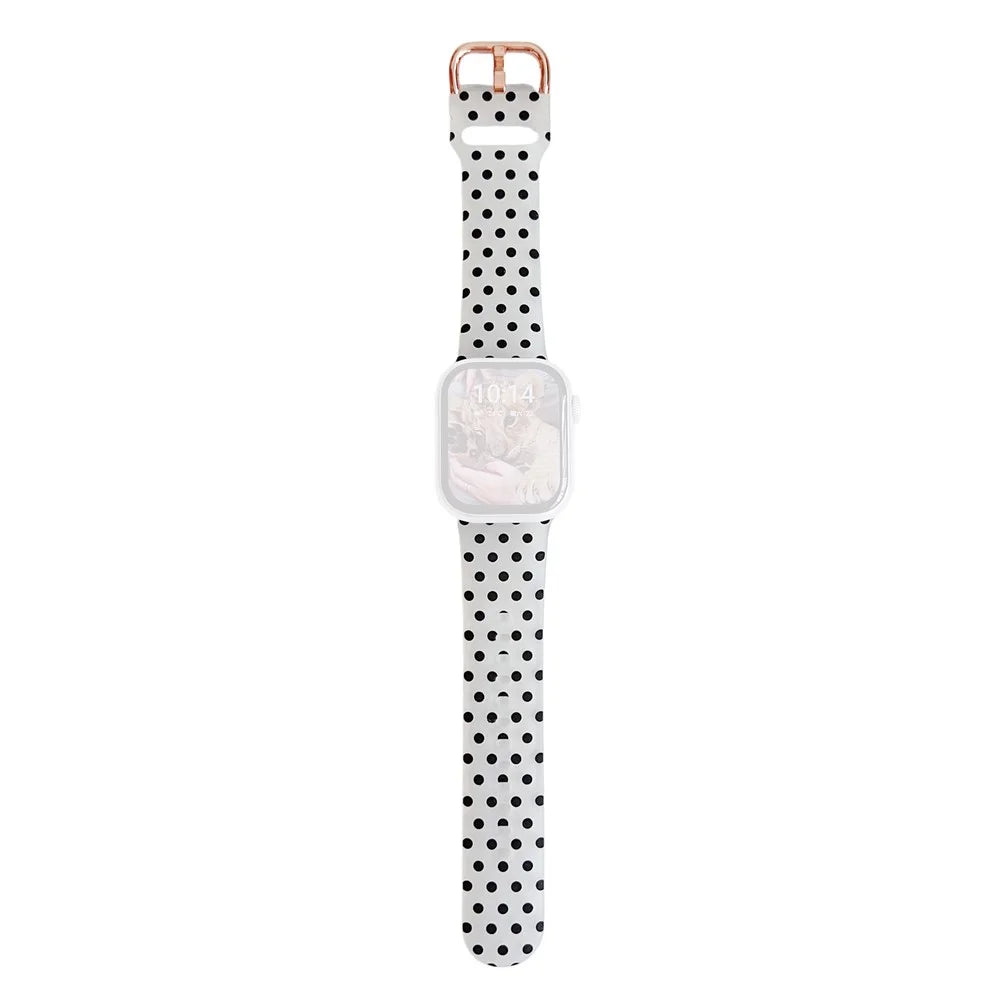 Watch Band for Apple Watch Series 11 10 42mm / 9 8 7 41mm / SE3 SE2 SE 6 5 4 40mm / 3 2 1 38mm Pattern Printed Clear Silicone Strap - Dots - 1