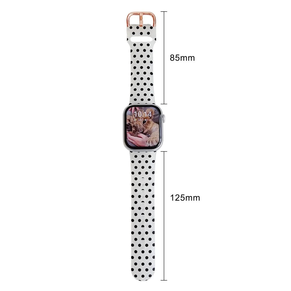 Watch Band for Apple Watch Series 11 10 42mm / 9 8 7 41mm / SE3 SE2 SE 6 5 4 40mm / 3 2 1 38mm Pattern Printed Clear Silicone Strap - Dots - 7