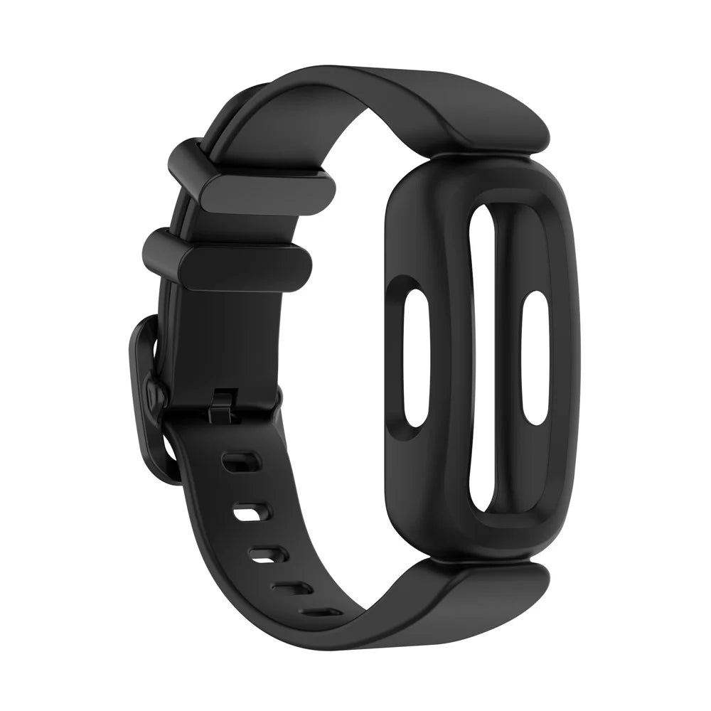 Integrated Adjustable TPE Smart Watch Strap Wrist Band Replacement for Fitbit Ace 3/Fitbit Inspire 2 - Black - 4