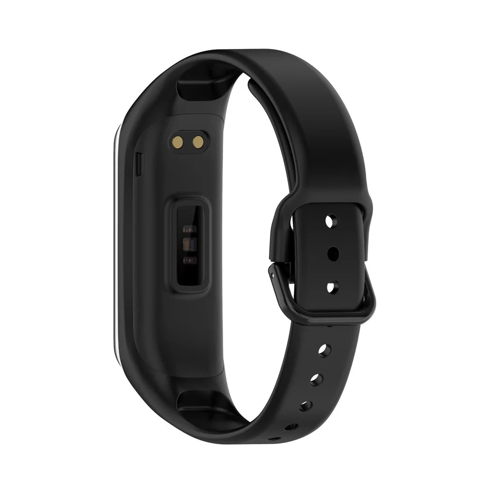Bi-color Silicone Watch Band Replacement Strap for Samsung Galaxy Fit2 SM-R220 - Black/White - 3