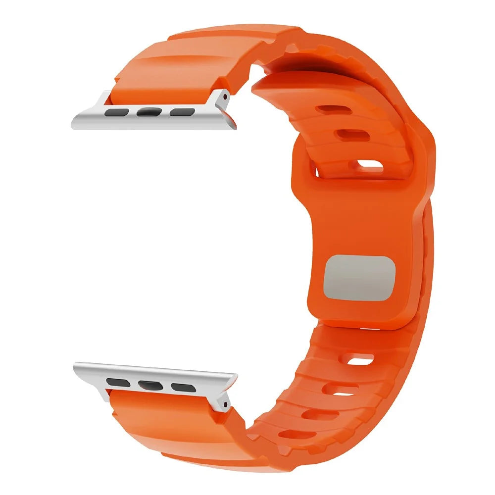 Fluorubber Strap for Apple Watch Series 11 10 42mm / 9 8 7 41mm / SE3 SE2 SE 6 5 4 40mm / 3 2 1 38mm Adjustable Watch Band - Orange - 2