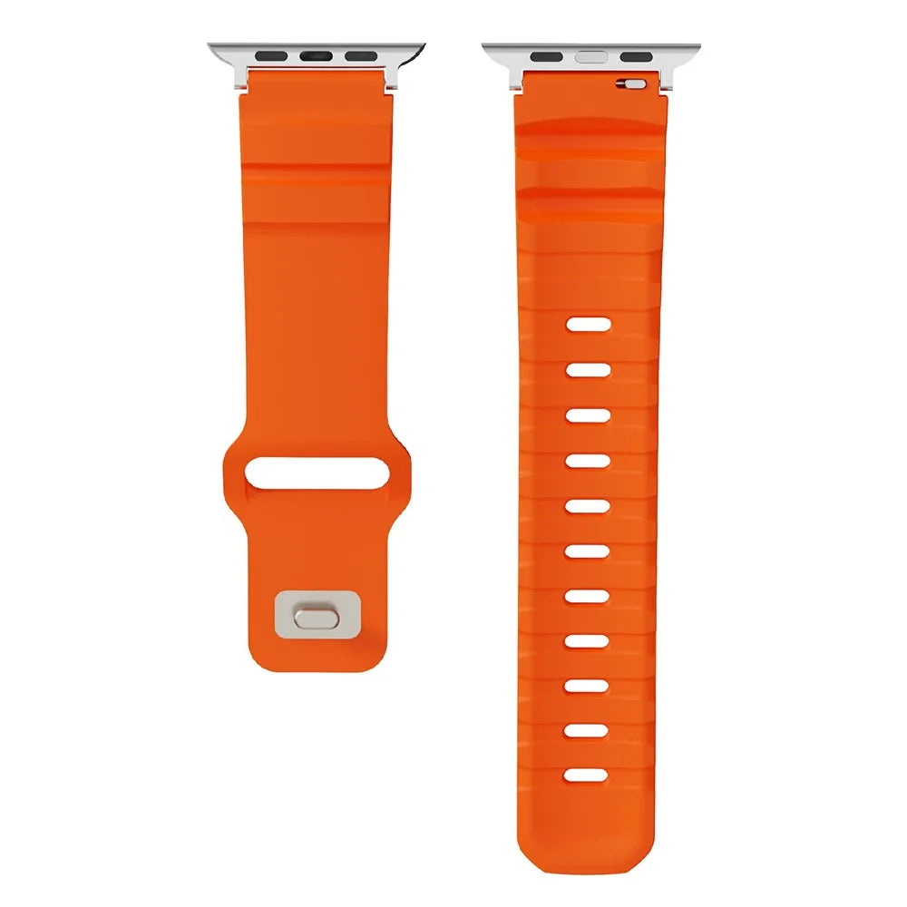 Fluorubber Strap for Apple Watch Series 11 10 42mm / 9 8 7 41mm / SE3 SE2 SE 6 5 4 40mm / 3 2 1 38mm Adjustable Watch Band - Orange - 3