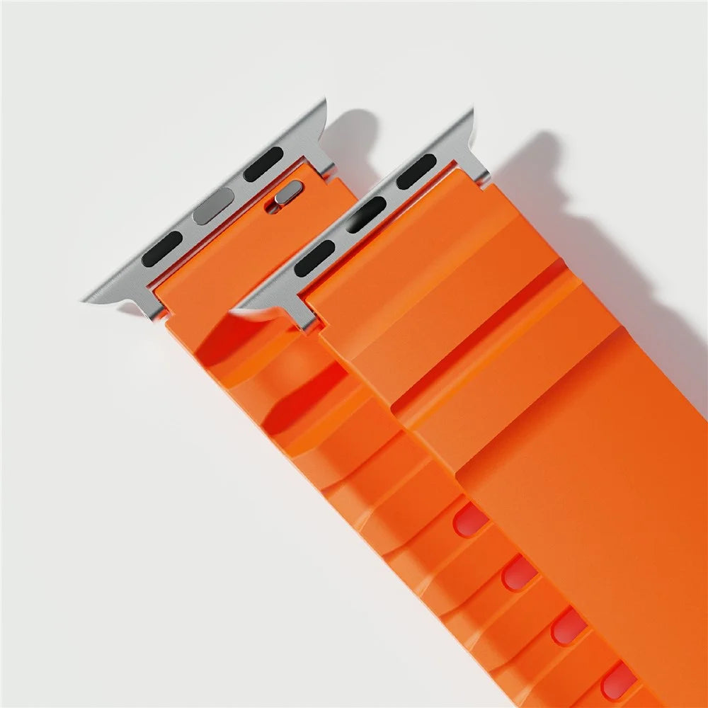 Fluorubber Strap for Apple Watch Series 11 10 42mm / 9 8 7 41mm / SE3 SE2 SE 6 5 4 40mm / 3 2 1 38mm Adjustable Watch Band - Orange - 4