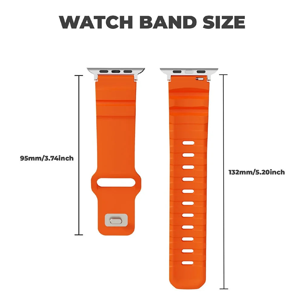 Fluorubber Strap for Apple Watch Series 11 10 42mm / 9 8 7 41mm / SE3 SE2 SE 6 5 4 40mm / 3 2 1 38mm Adjustable Watch Band - Orange - 6