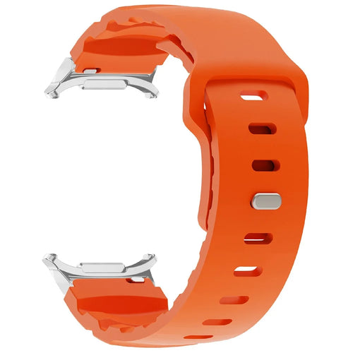 For Samsung Galaxy Watch Ultra2 47mm / Watch Ultra (2025) 47mm / Watch Ultra 47mm Fluorubber Strap Adjustable Watch Band - Orange+Silver - 1