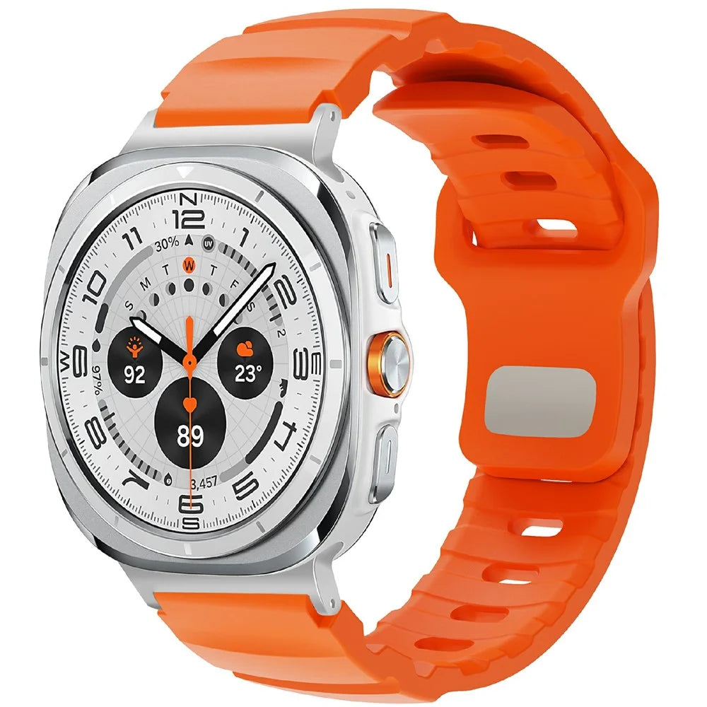 For Samsung Galaxy Watch Ultra2 47mm / Watch Ultra (2025) 47mm / Watch Ultra 47mm Fluorubber Strap Adjustable Watch Band - Orange+Silver - 2