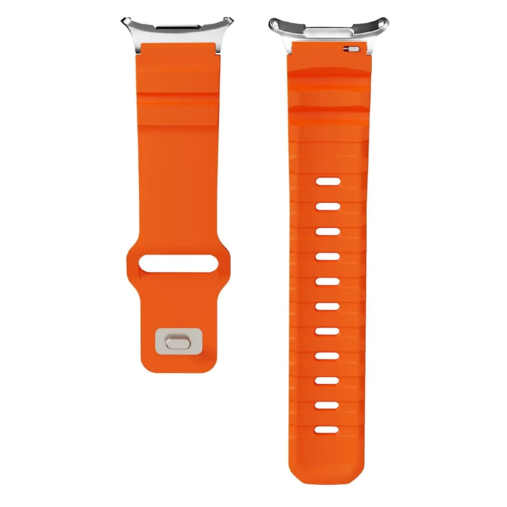 For Samsung Galaxy Watch Ultra2 47mm / Watch Ultra (2025) 47mm / Watch Ultra 47mm Fluorubber Strap Adjustable Watch Band - Orange+Silver - 3