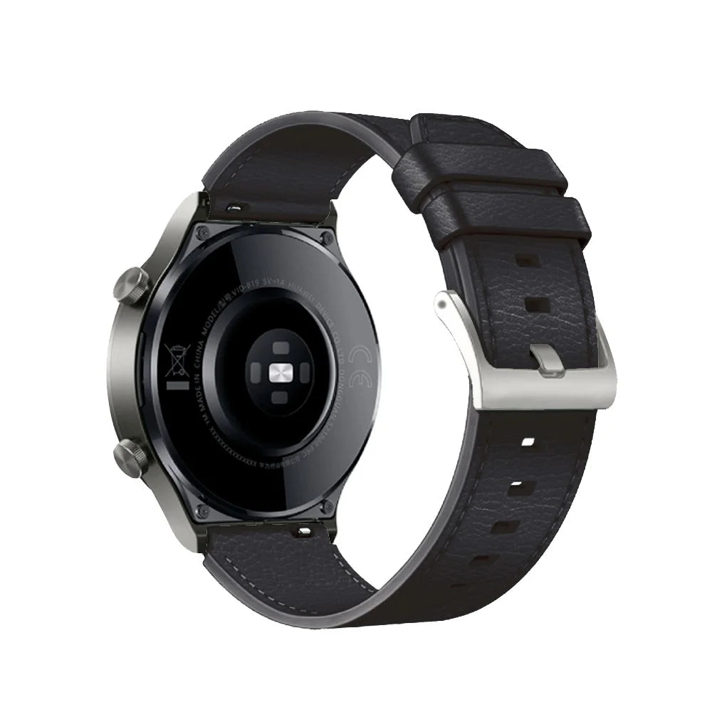 22mm Leather Smart Watch Band Replacement Adjustable Watch Strap for Huawei Watch GT 2 46mm/GT 2 Pro - Black - 1