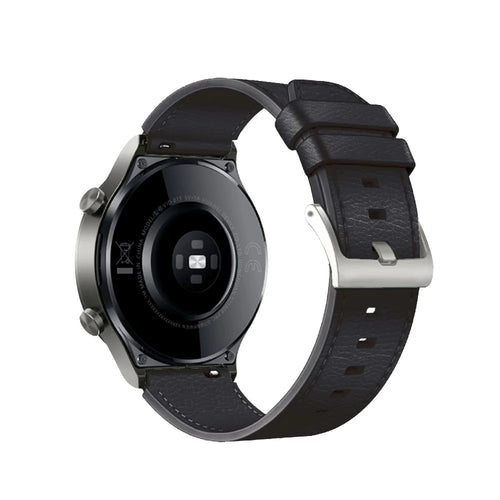 22mm Leather Smart Watch Band Replacement Adjustable Watch Strap for Huawei Watch GT 2 46mm/GT 2 Pro - Black - 1