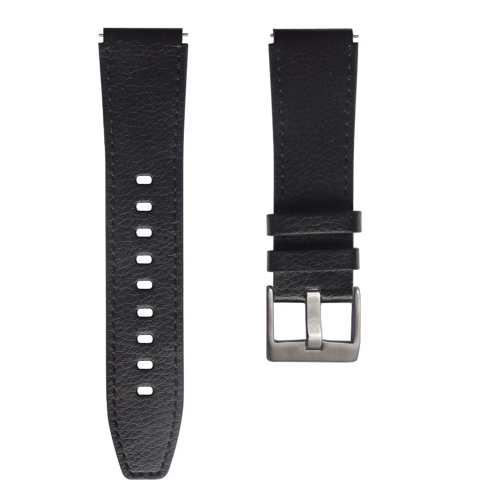 22mm Leather Smart Watch Band Replacement Adjustable Watch Strap for Huawei Watch GT 2 46mm/GT 2 Pro - Black - 4