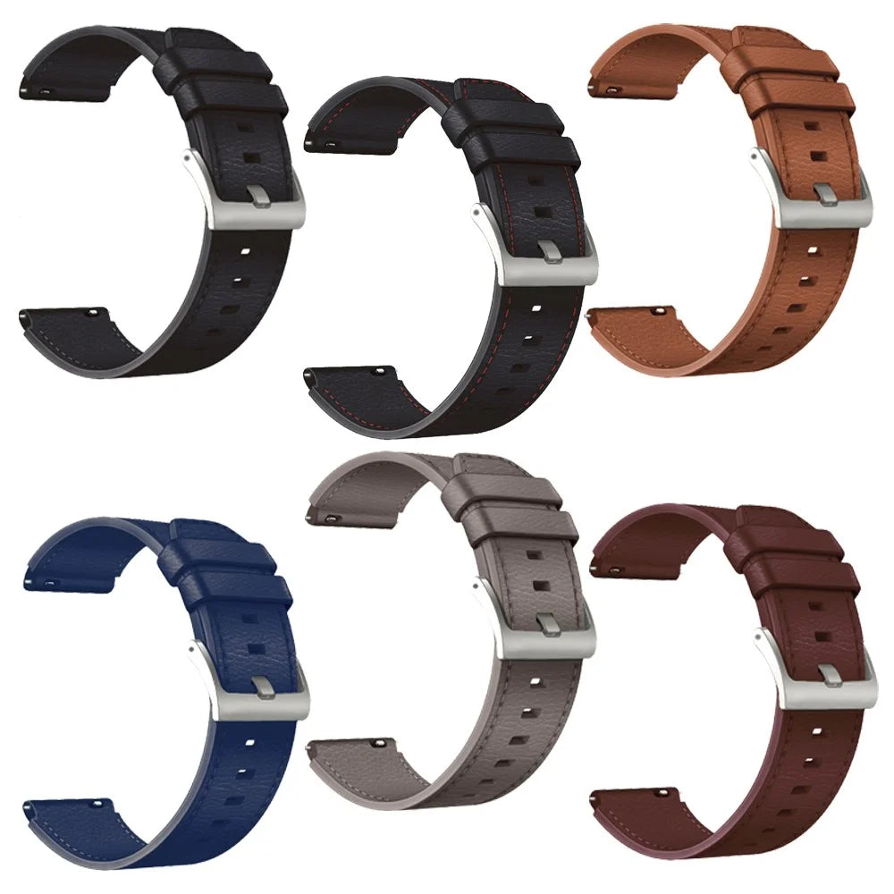 22mm Leather Smart Watch Band Replacement Adjustable Watch Strap for Huawei Watch GT 2 46mm/GT 2 Pro - Black - 7