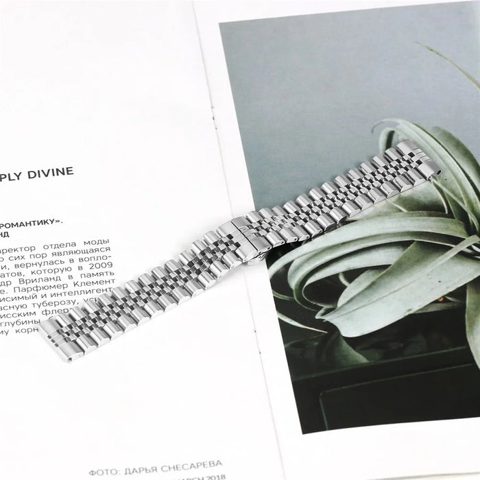 For Haylou RT LS05S Wrist Band 5-Bead Stainless Steel Butterfly Clasp Watch Strap - Silver - 3