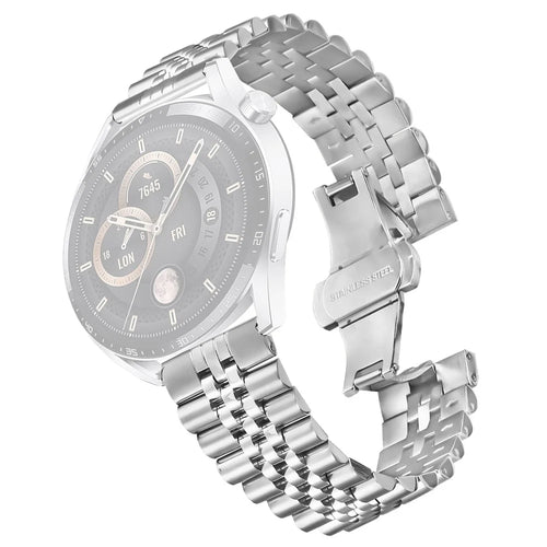 For Yamay SW022 Wrist Band 5-Bead Stainless Steel Butterfly Clasp Watch Strap - Silver - 1