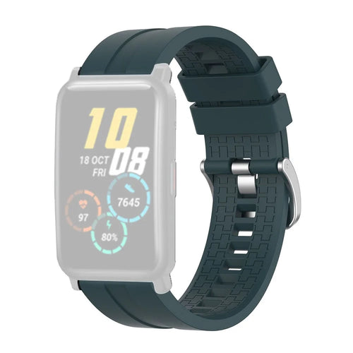 Silicone Smart Watch Band Replacement Adjustable Strap 20mm for Honor Watch ES / Watch GT 2 42mm - Midnight Green - 1