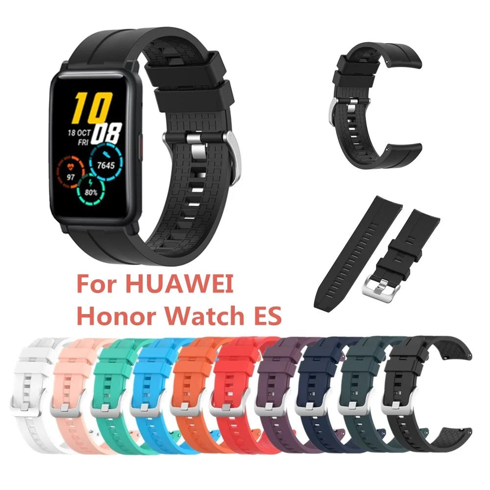 Silicone Smart Watch Band Replacement Adjustable Strap 20mm for Honor Watch ES / Watch GT 2 42mm - Midnight Green - 5