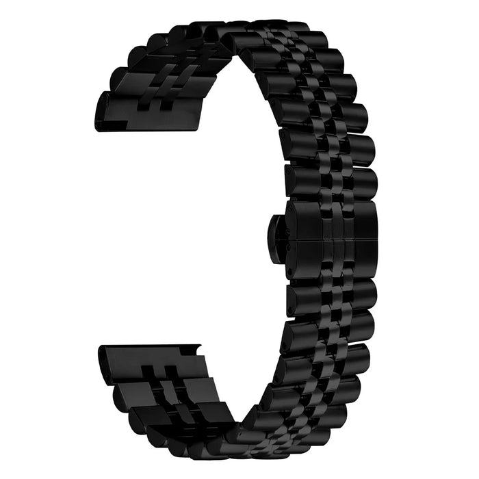 For Garmin Forerunner 265 Music Wrist Band 5-Bead Stainless Steel Butterfly Clasp Watch Strap - Black - 2