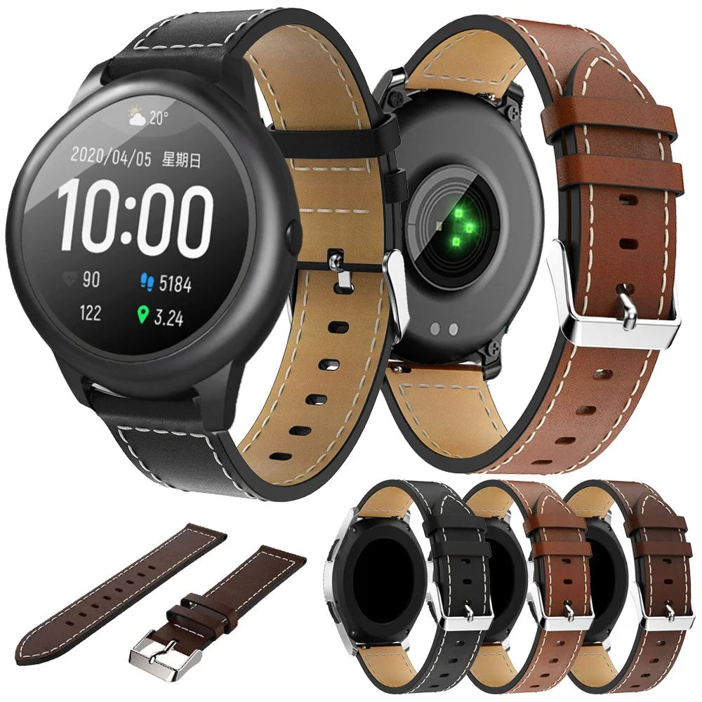 Genuine Leather Smart Watch Band Strap Replacement for Haylou Solar LS05, etc. - Black - 4