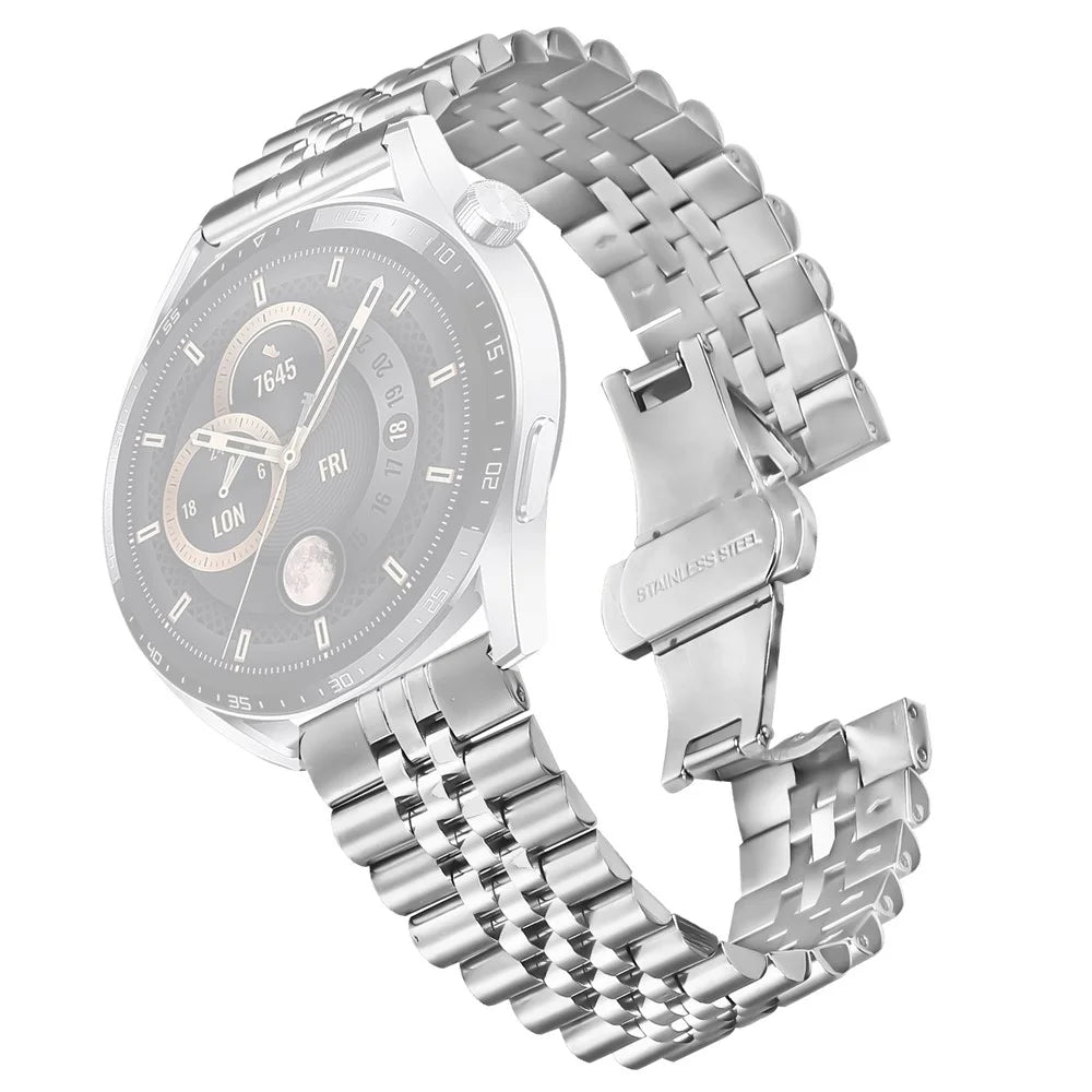 For Huami Amazfit Bip 5 Wrist Band 5-Bead Stainless Steel Butterfly Clasp Watch Strap - Silver - 2