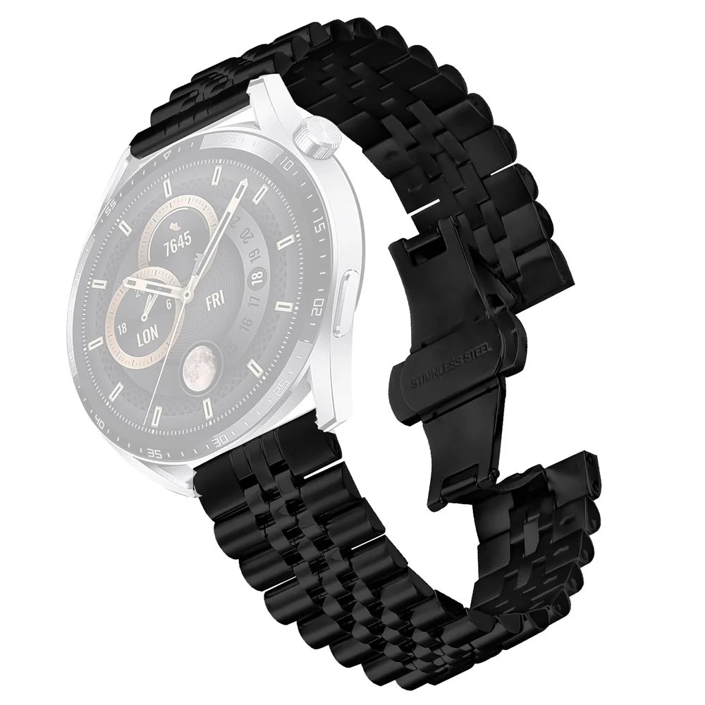 For Honor Watch Dream Wrist Band 5-Bead Stainless Steel Butterfly Clasp Watch Strap - Black - 2