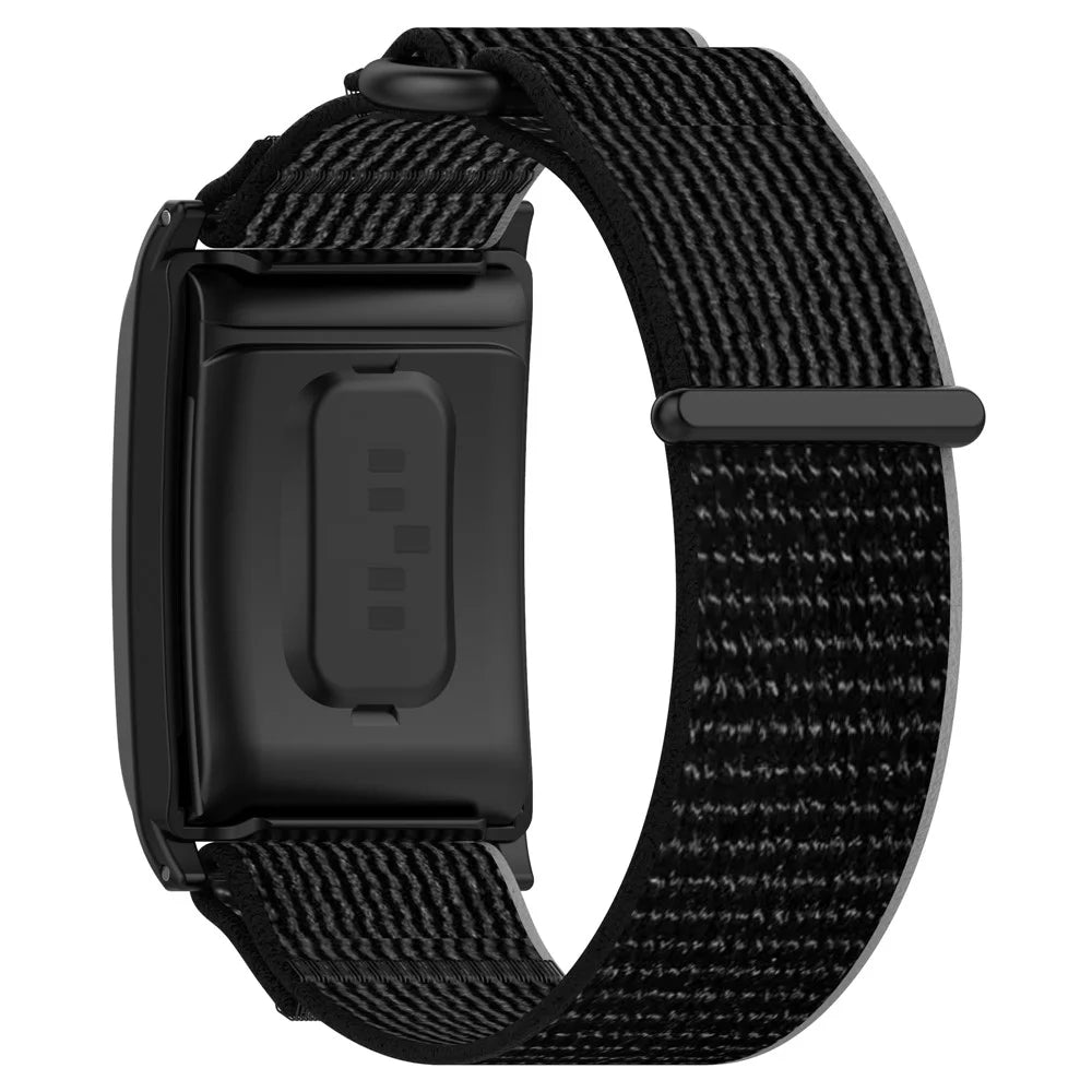 For WHOOP 4.0 Nylon Wrist Strap Magic Tape Loop Watch Band - Black+Grey - 1