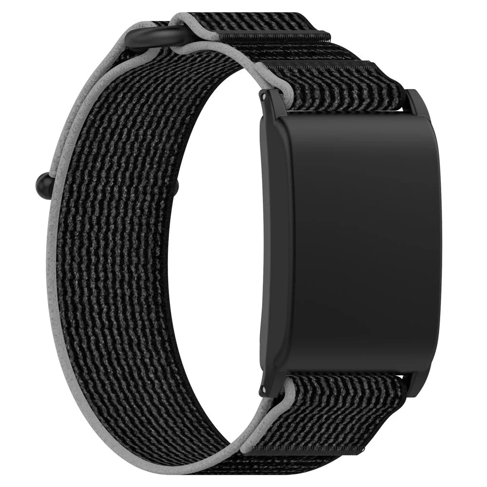 For WHOOP 4.0 Nylon Wrist Strap Magic Tape Loop Watch Band - Black+Grey - 2