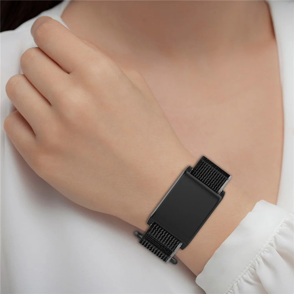 For WHOOP 4.0 Nylon Wrist Strap Magic Tape Loop Watch Band - Black+Grey - 6