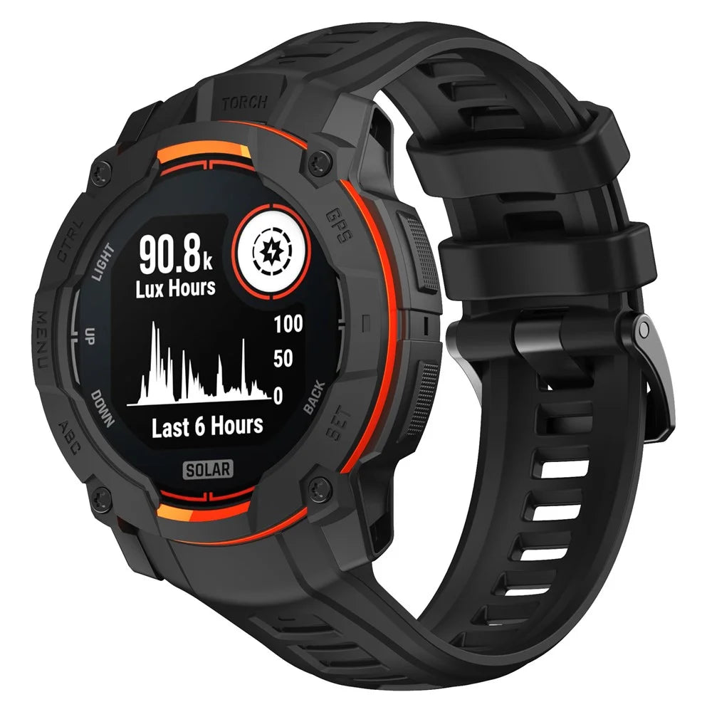 For Garmin Instinct 3 AMOLED 50mm / Instinct 3 Solar 50mm Smartwatch Band Breathable Sports Silicone Strap - Black - 2