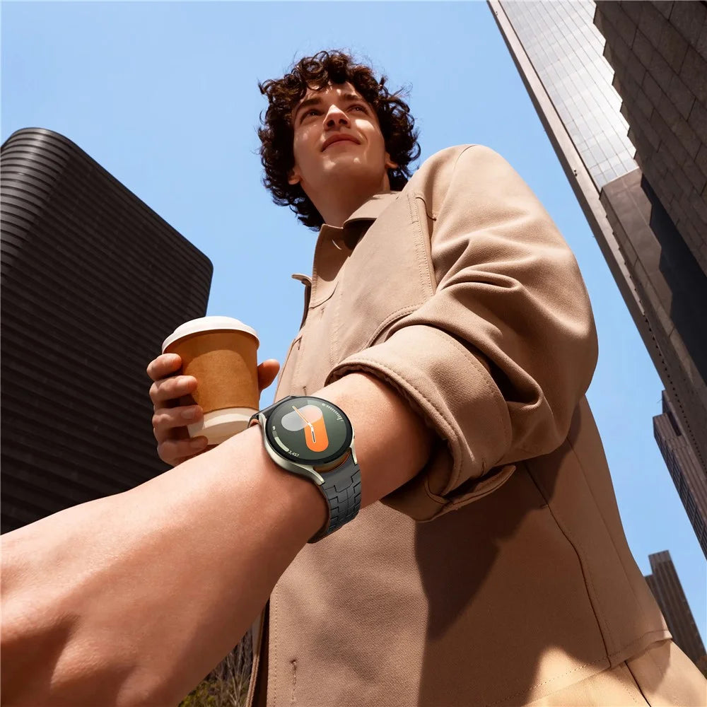 Watch Band for Samsung Galaxy Watch FE 40mm / Watch7 44mm 40mm Magnetic Dragon Scale Texture Silicone Strap - Black+Orange - 6
