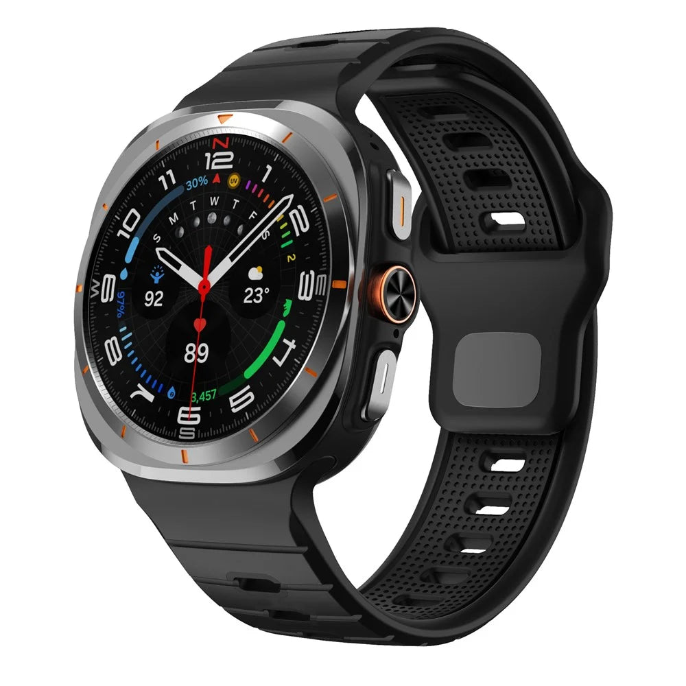 For Samsung Galaxy Watch Ultra2 47mm / Watch Ultra (2025) 47mm / Watch Ultra 47mm Silicone Watch Band Reverse Buckle Wrist Strap - Black - 4