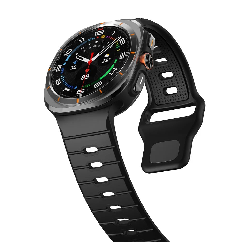 For Samsung Galaxy Watch Ultra2 47mm / Watch Ultra (2025) 47mm / Watch Ultra 47mm Silicone Watch Band Reverse Buckle Wrist Strap - Black - 5