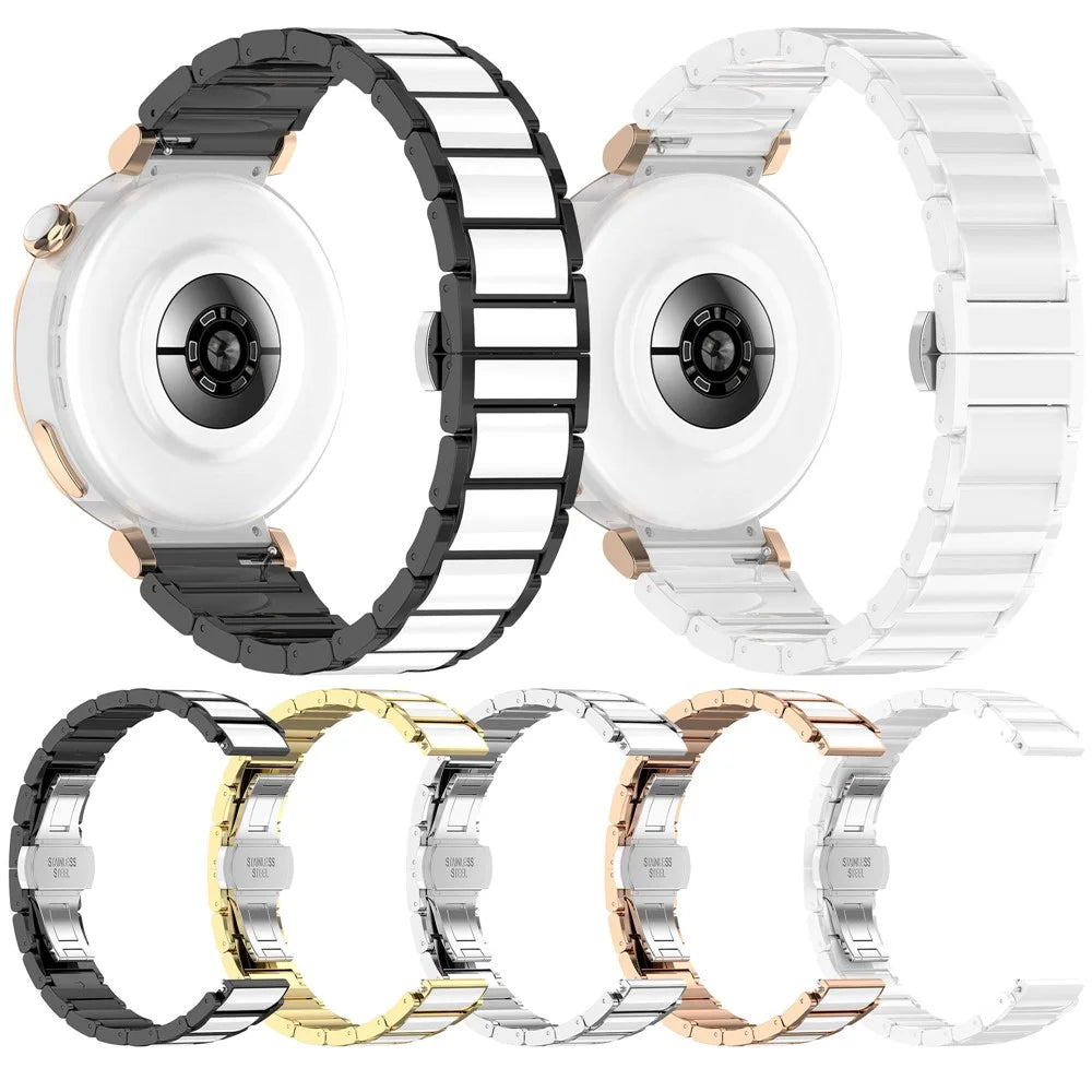 For Huawei Watch GT 5 Pro 42mm / GT 5 41mm Ceramic Metal Watch Band 18mm Universal Wrist Strap - White - 7