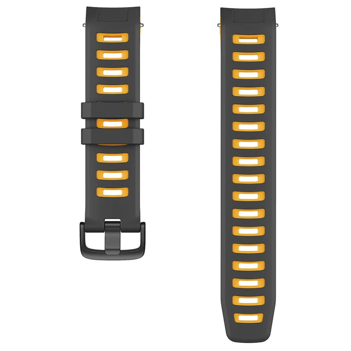 Bi-color Soft Silicone Watchband Replacement Bracelet Strap for Garmin Instinct / Instinct Esports - Black / Yellow - 5