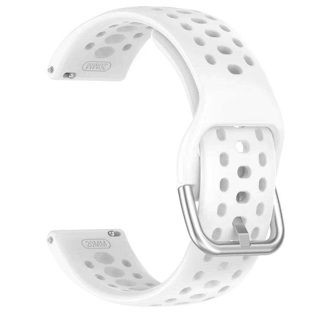 For Huami Amazfit Active 2 (A2437) Replacement Band Holes Design 20mm Adjustable Silicone Watch Strap - White - 1