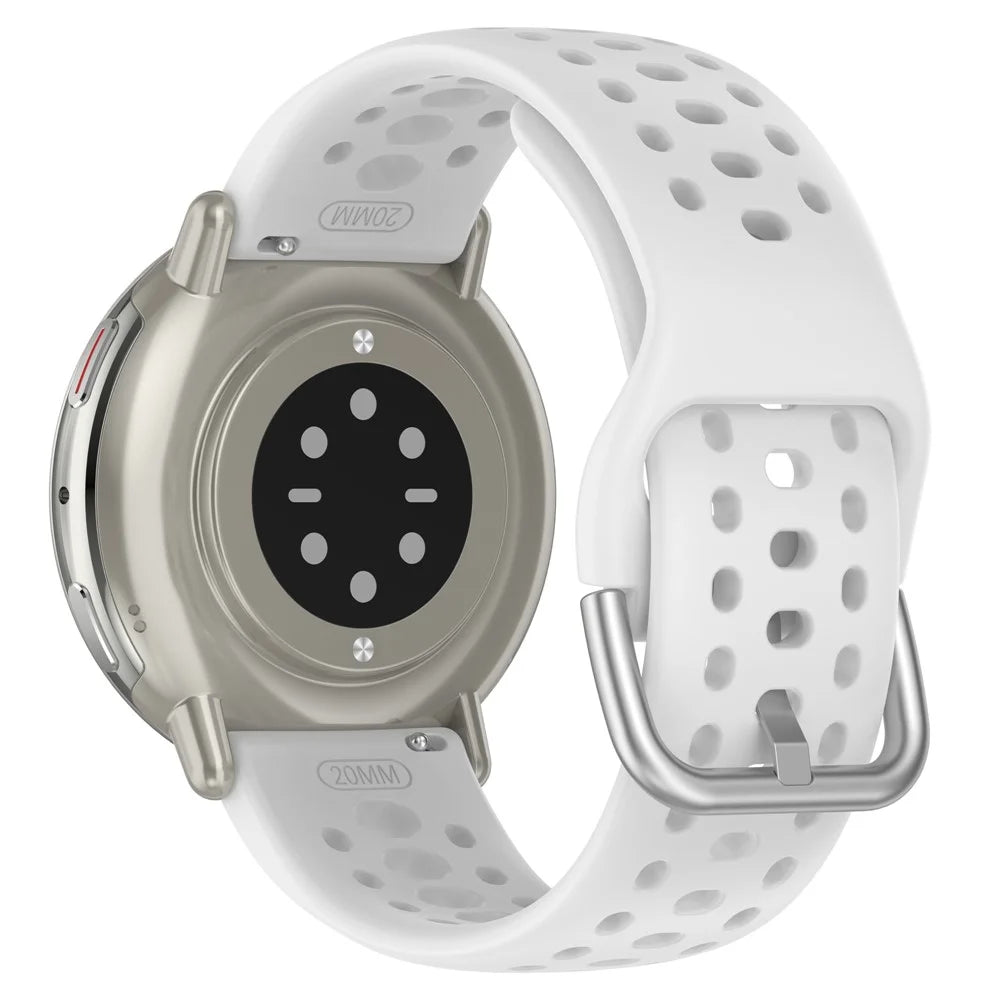 For Huami Amazfit Active 2 (A2437) Replacement Band Holes Design 20mm Adjustable Silicone Watch Strap - White - 3