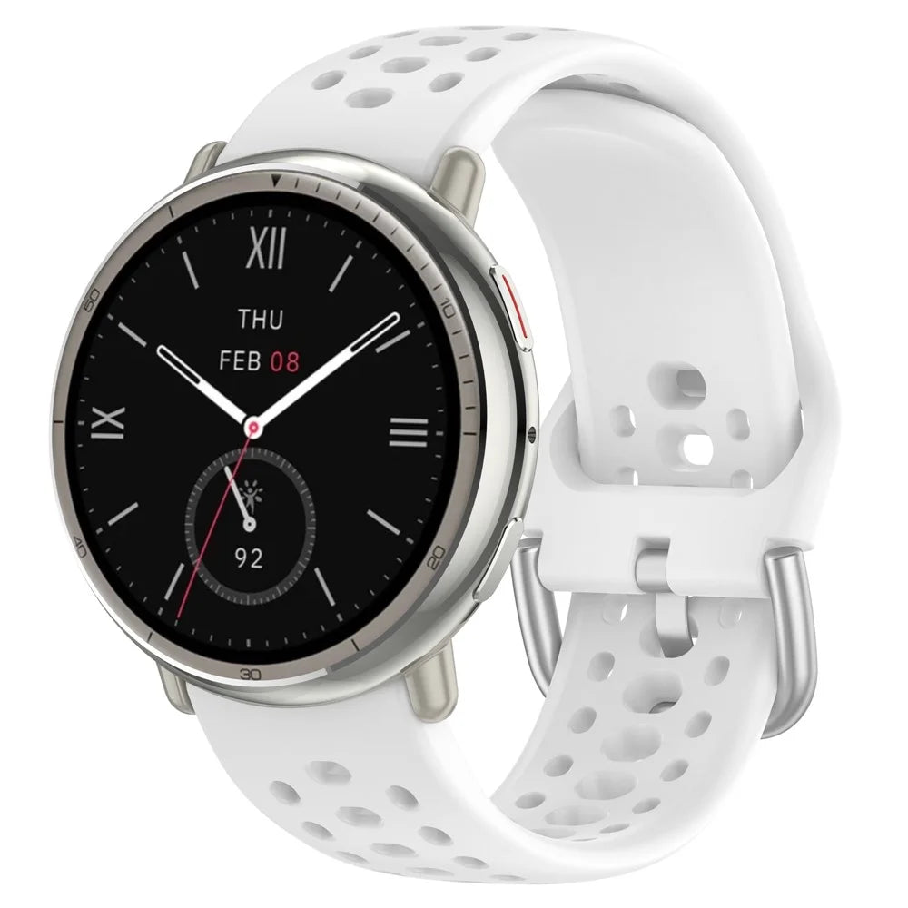 For Huami Amazfit Active 2 (A2437) Replacement Band Holes Design 20mm Adjustable Silicone Watch Strap - White - 4