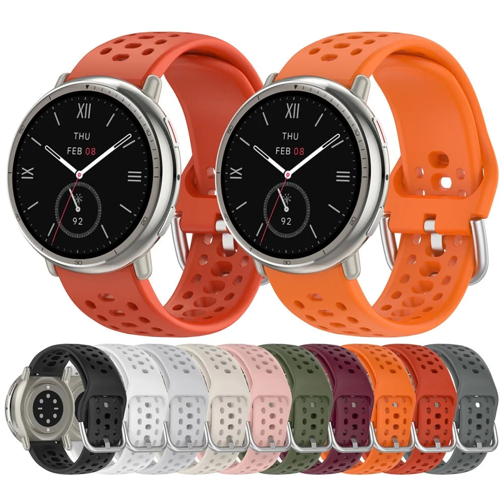 For Huami Amazfit Active 2 (A2437) Replacement Band Holes Design 20mm Adjustable Silicone Watch Strap - White - 5