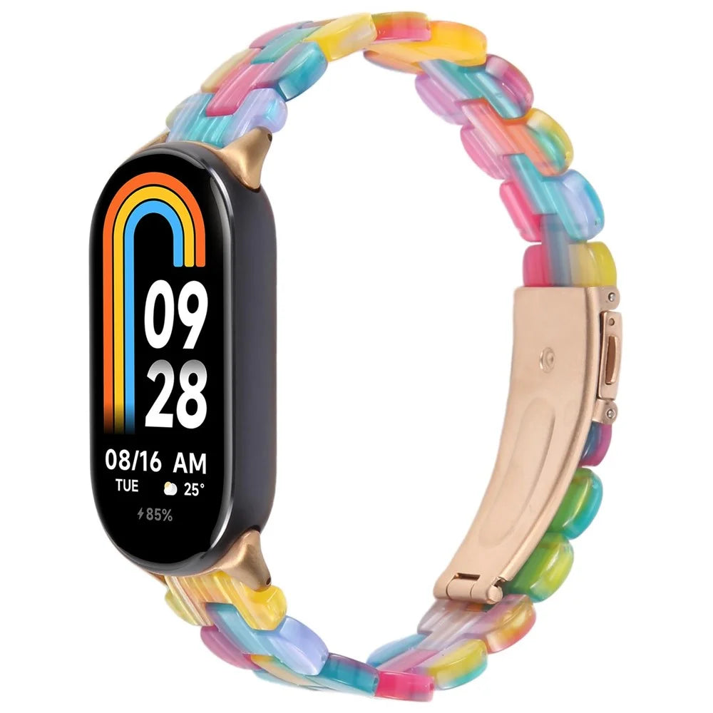 For Xiaomi Smart Band 9 / Band 8 Replacement Slim Resin Watch Strap with Adjustment Tool - Rainbow - 4