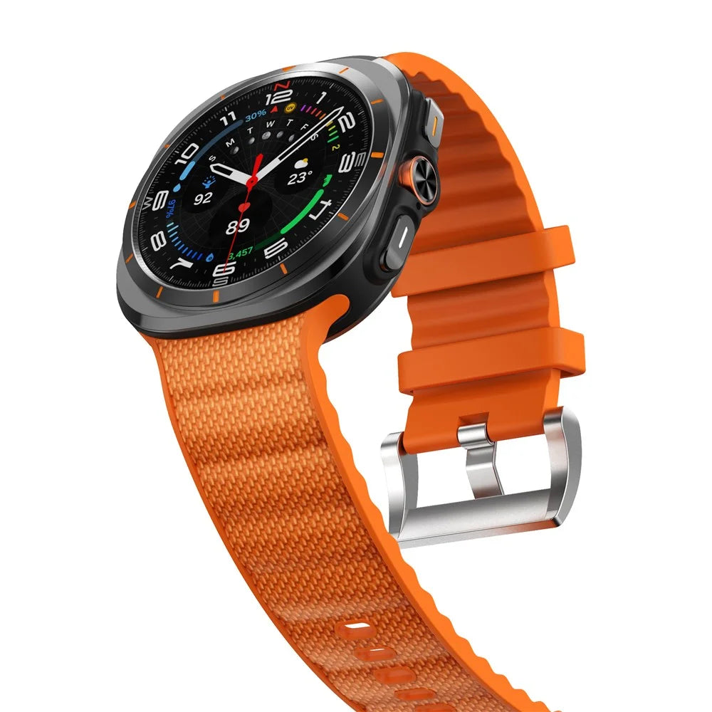 For Samsung Galaxy Watch Ultra2 47mm / Watch Ultra (2025) 47mm / Watch Ultra 47mm Watch Strap Adjustable Sports Silicone Wrist Band - Orange - 5