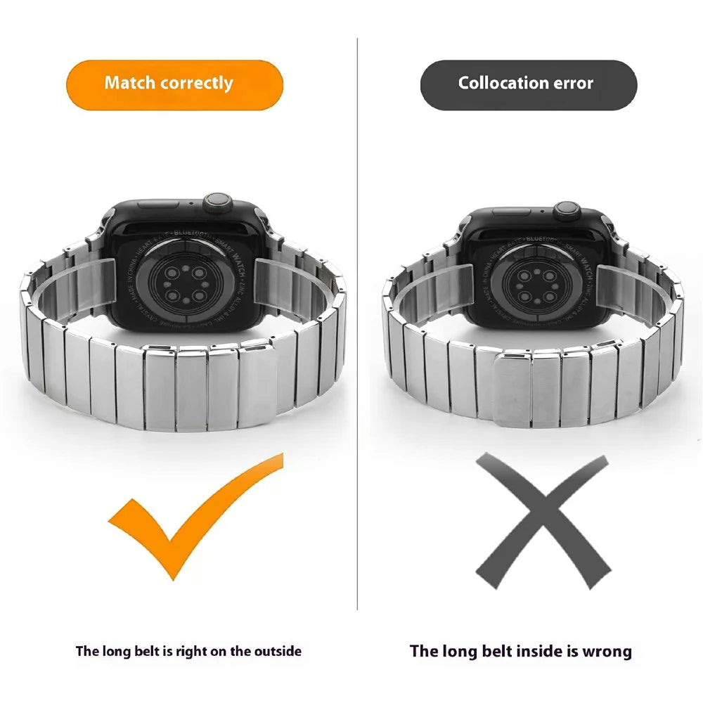 Strap for Apple Watch Series 11 10 42mm / 9 8 7 41mm / SE3 SE2 SE 6 5 4 40mm / 3 2 1 38mm Magnetic Stainless Steel Watch Band - Starlight - 5