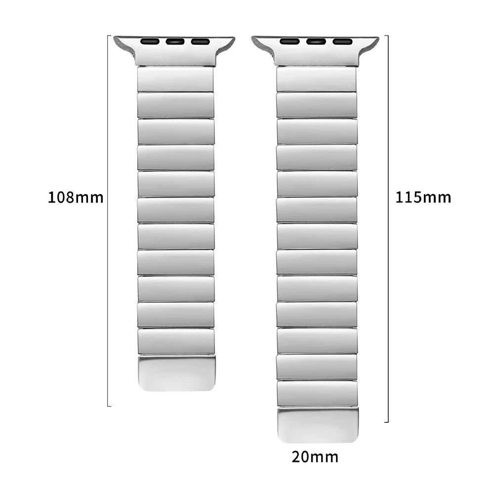 Strap for Apple Watch Series 11 10 42mm / 9 8 7 41mm / SE3 SE2 SE 6 5 4 40mm / 3 2 1 38mm Magnetic Stainless Steel Watch Band - Starlight - 6