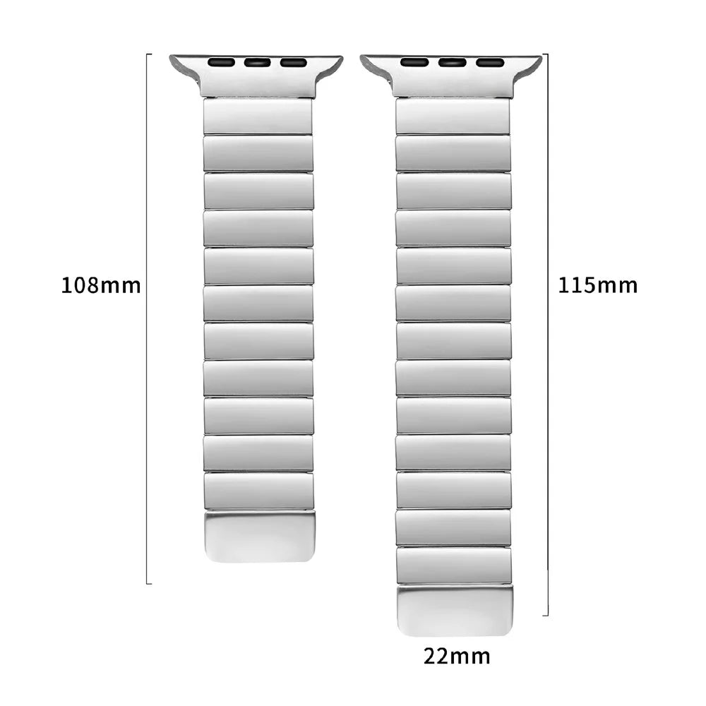 Strap for Apple Watch Ultra 3 2 1 49mm / Series 11 10 46mm / 9 8 7 45mm / SE3 SE2 SE 6 5 4 44mm / 3 2 1 42mm Magnetic Stainless Steel Watch Band - Starlight - 6