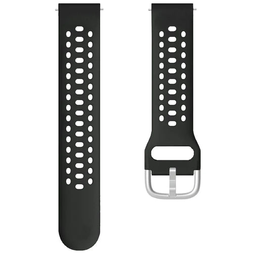 20mm Strap for Samsung Galaxy Watch6 Classic 43mm 47mm / Watch6 40mm 44mm Multiple Holes Silicone Watch Band - Black - 1